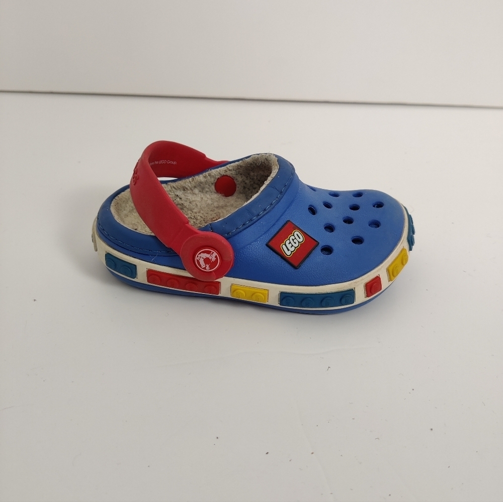 Crocs Lego Crocband Kids Clogs Blue Size 6/7 Fleece Lined